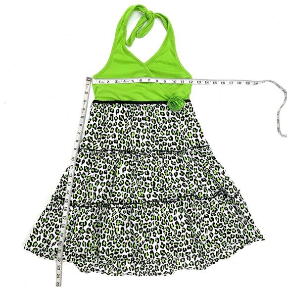 Lime Green Animal Print Halter Dress - Picture 5 of 8